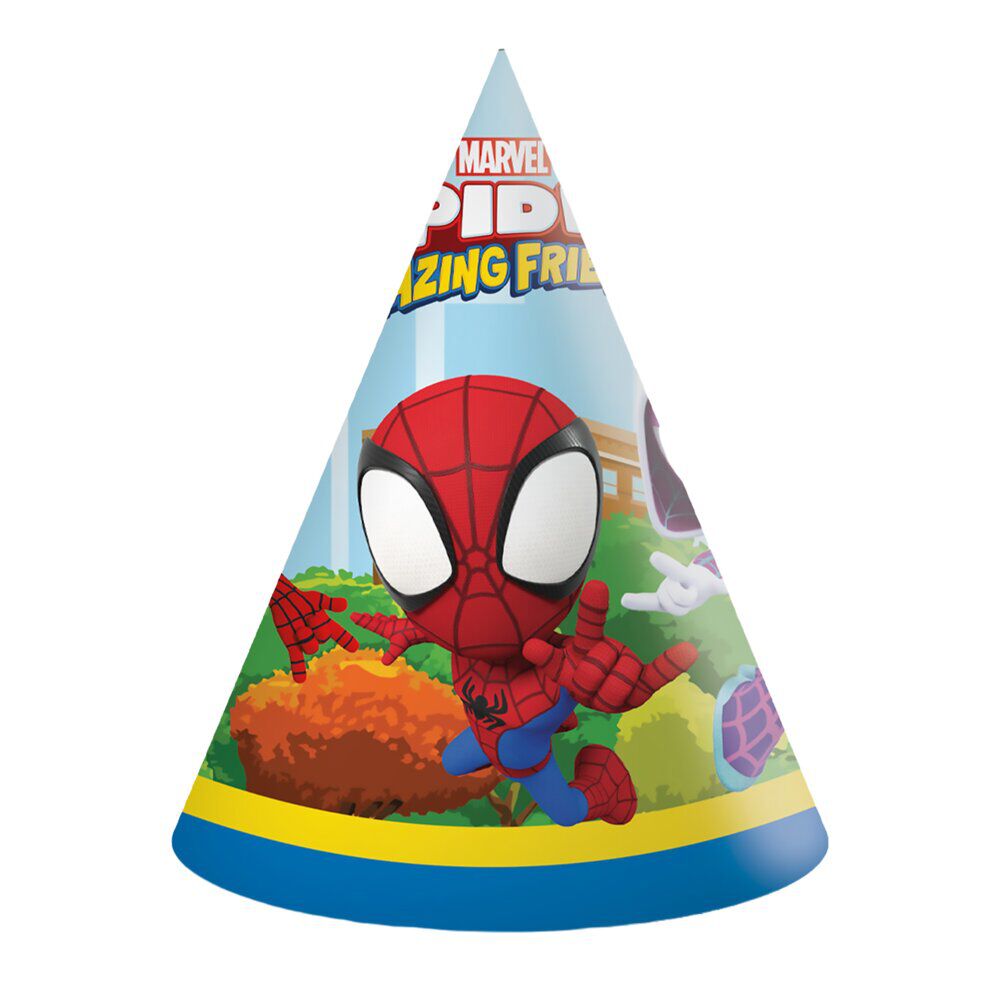 Chapeau de fête cône x6 Spidey carton multicolore