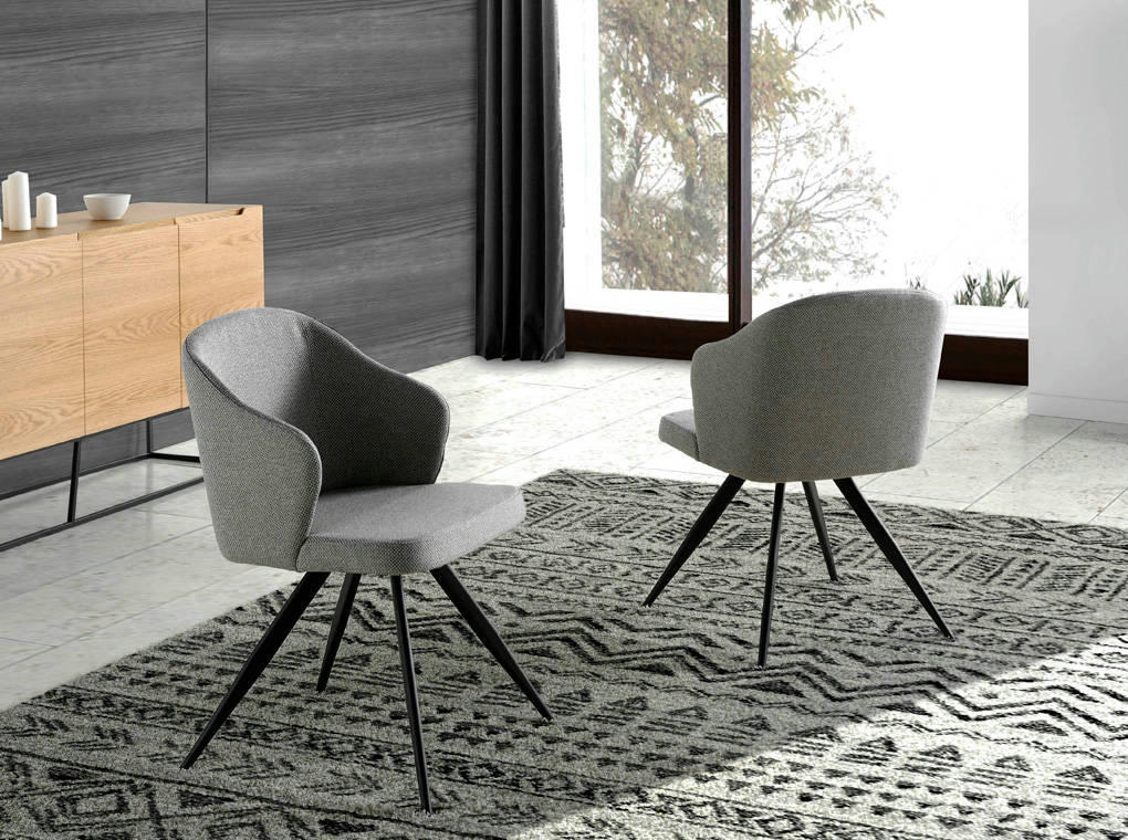 - Chaise en tissu avec pieds en acier noir