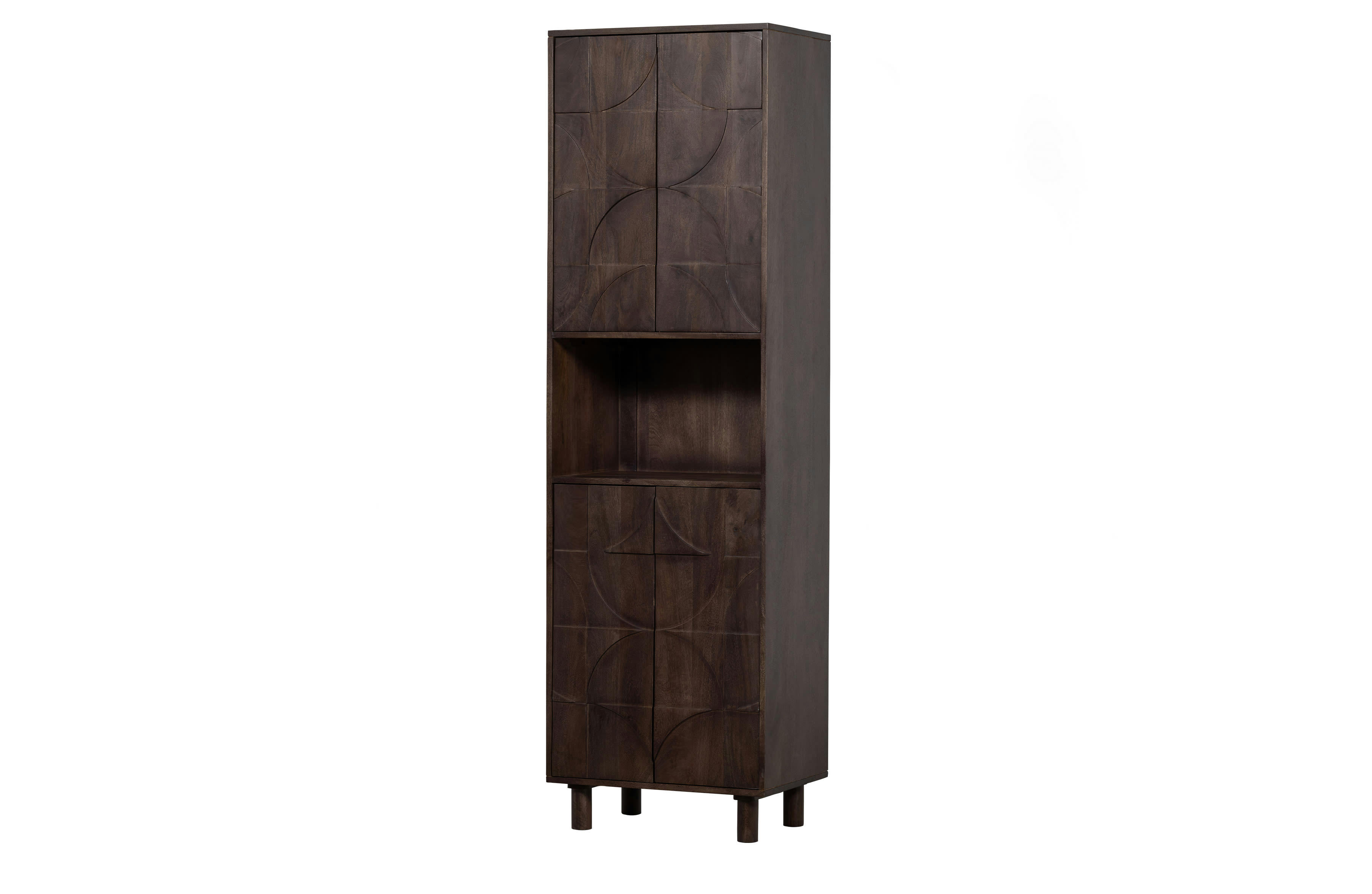 BEPUREHOME - Armoire 4 portes un compartiment ouvert en bois