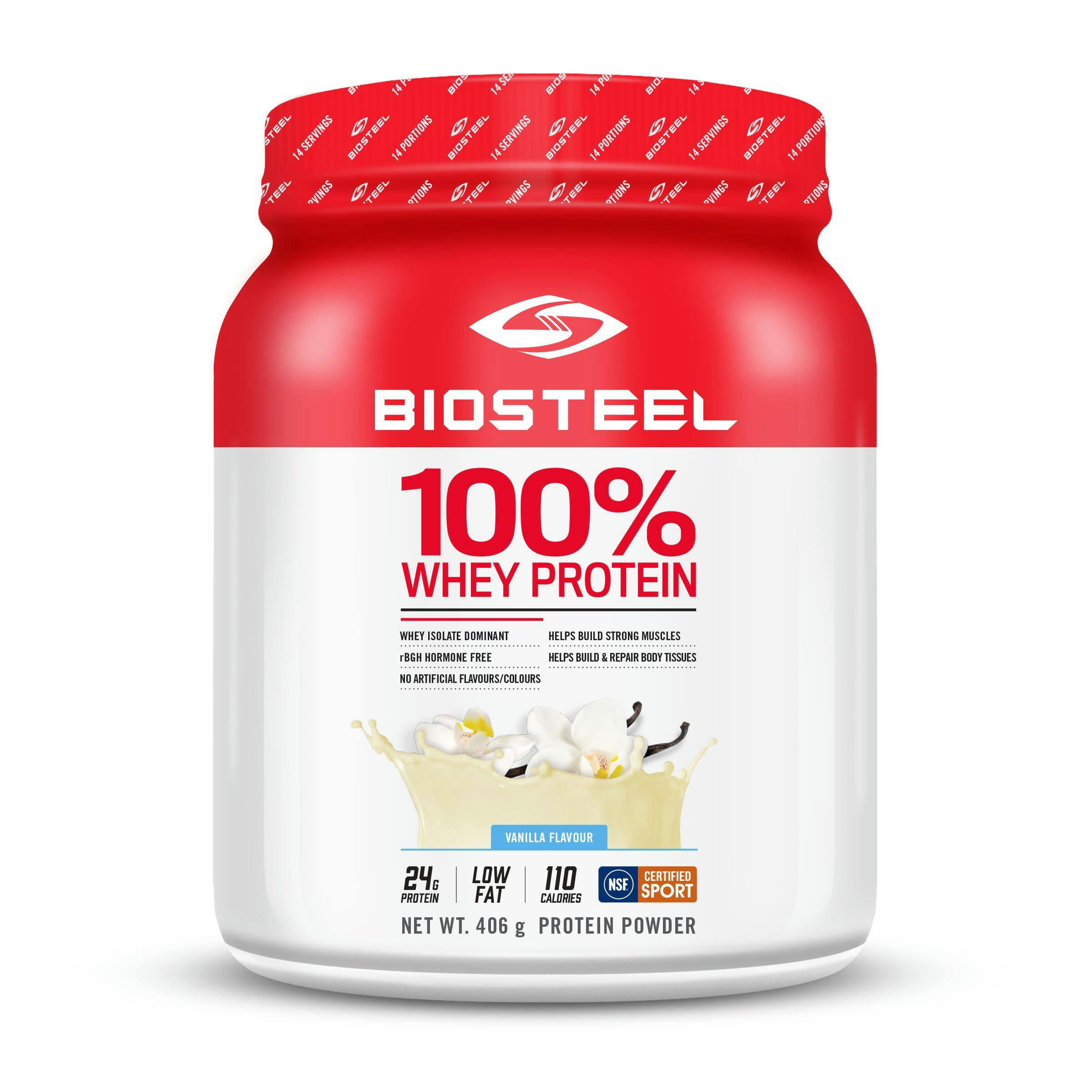 BioSteel 100% Whey Protein Powder, No Artificial Colours or Flavours, Vanilla, 462-g
