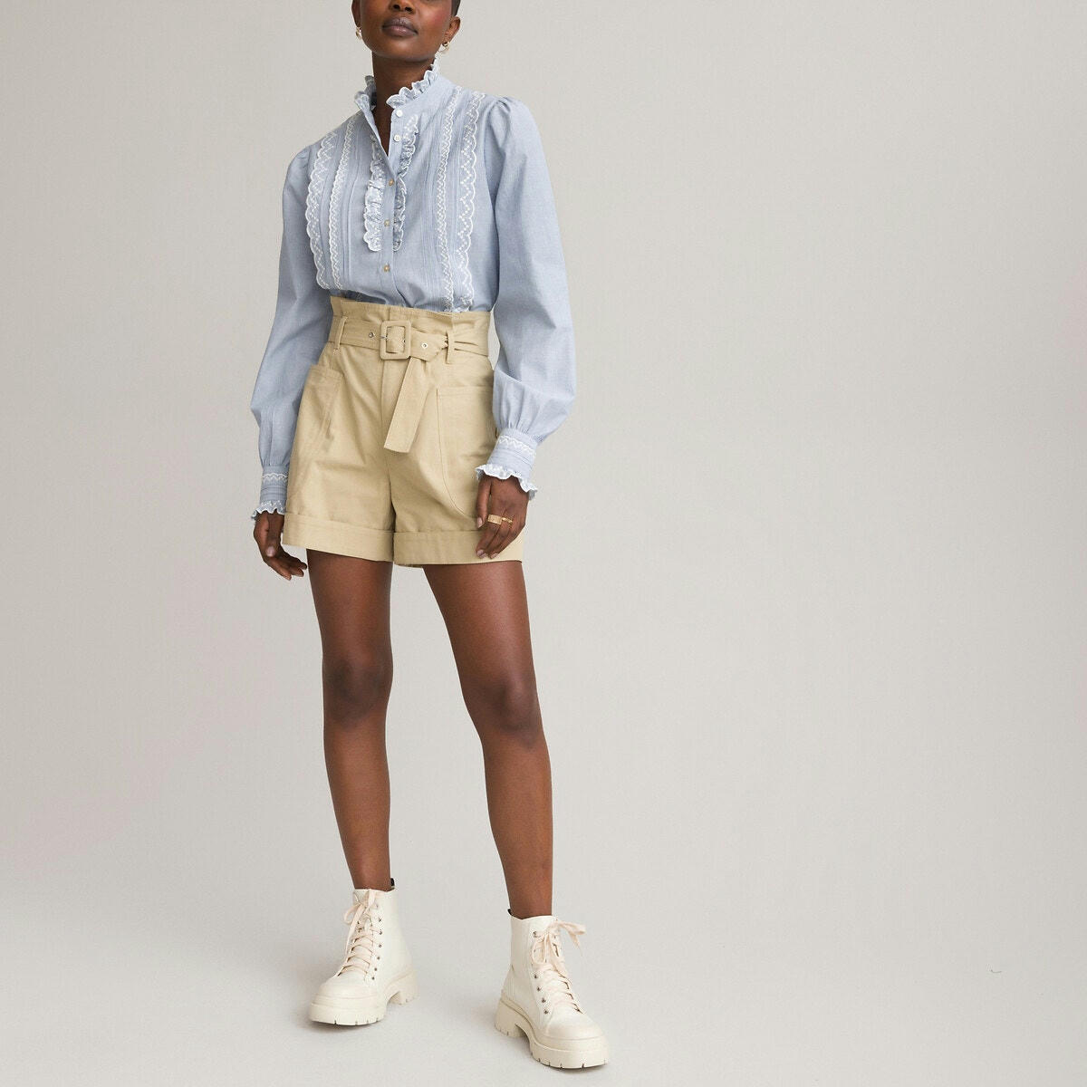 Blouse victorienne à rayures Signature, coton bio