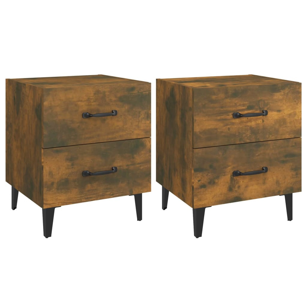 2x Szafka Nocna Stolik Komoda Brązowa z Szufladą Do Sypialni 40x35x47,5 cm