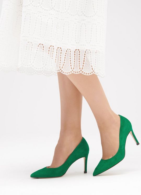 Floret Green Suede Pointed Toe Courts