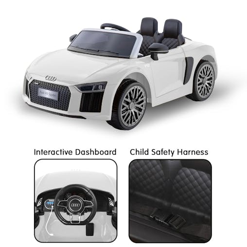 NNEDPE R8 Spyder Audi Licensed Kids Electric Ride On Car Remote Control White