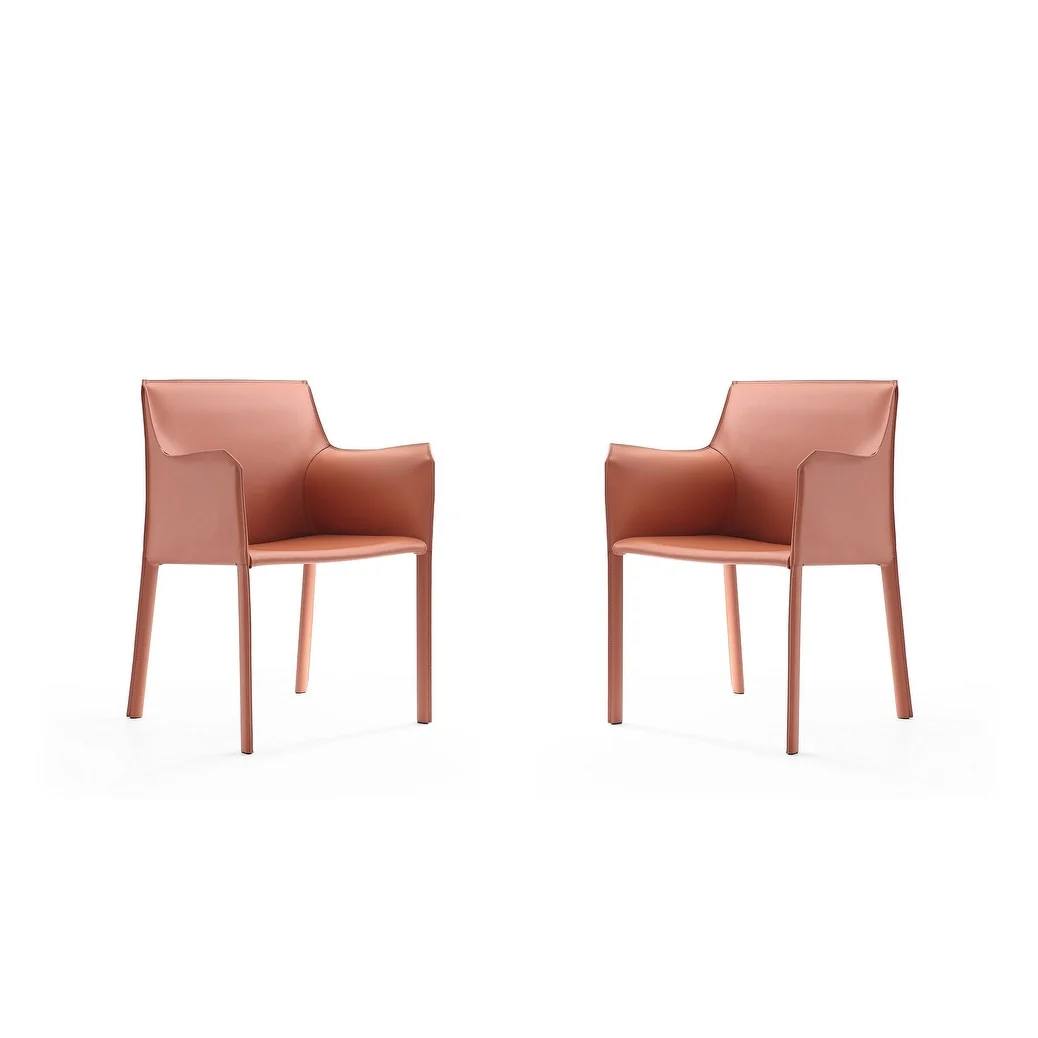 Paris Saddle Leather Dining Room Armchair (Set of 2)