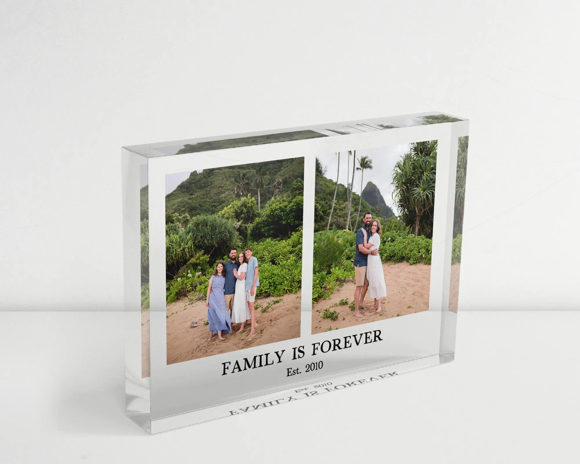 Custom Acrylic Clear Photo Block, Personalized Picture Frame, Family Photo Gift, Personalized Photo Present, Picture Gifts, Two Photo Text