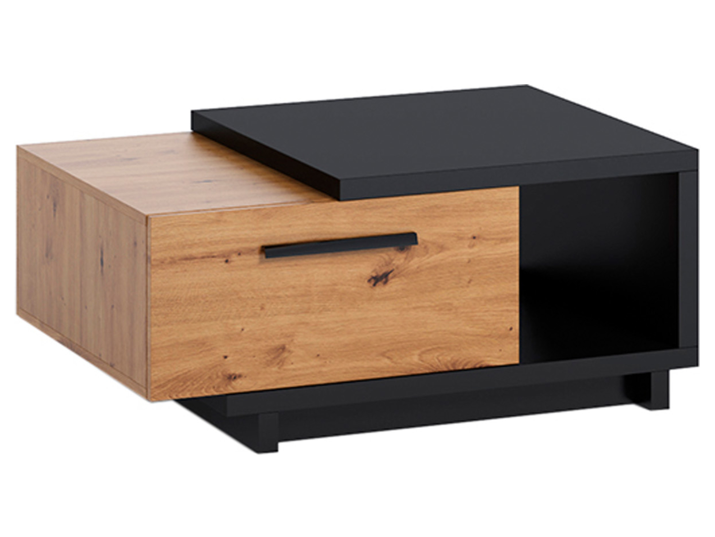 Stolik Ines 90 cm z 2 szufladami dąb artisan/czarny mat