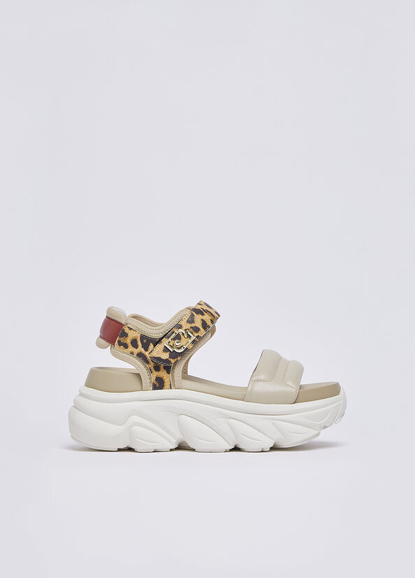 Sandali chuncky con dettaglio animalier