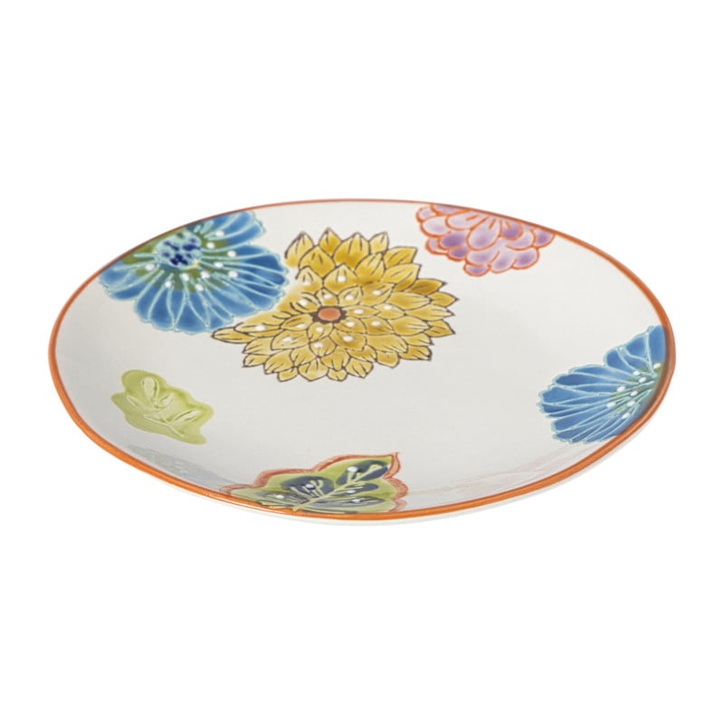 Gebaksbordje bloemen - oranje - &Oslash;15x1.5 cm