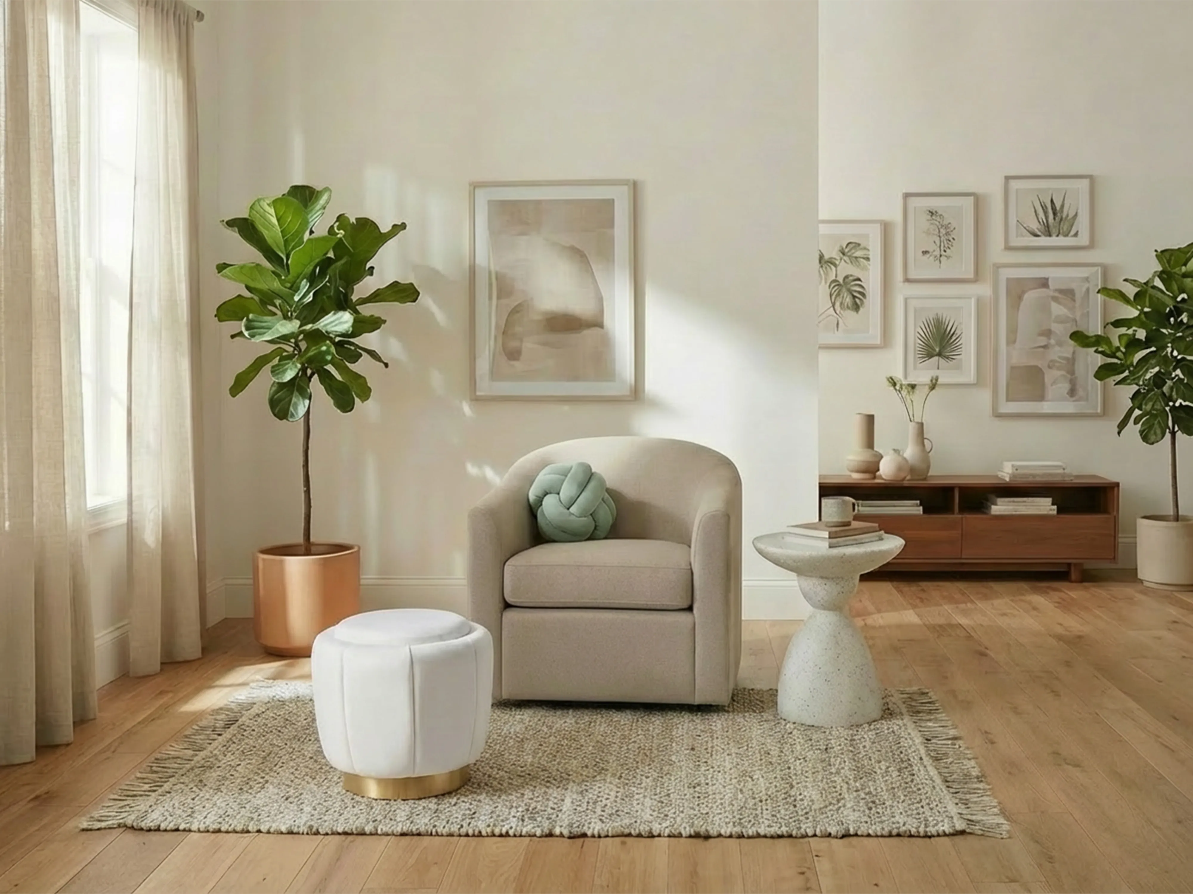 Pouffe IRVING Velvet White