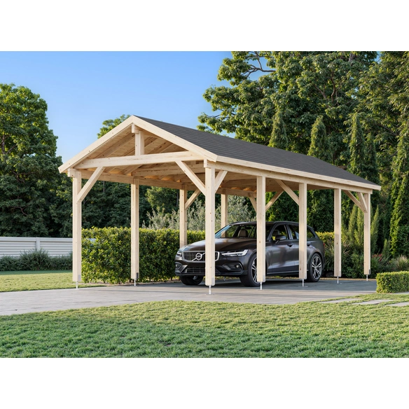 Carport »Robert«, Aufstellmaße BxTxH: 361 x 764 x 301 cm, unbehandelt, Holz