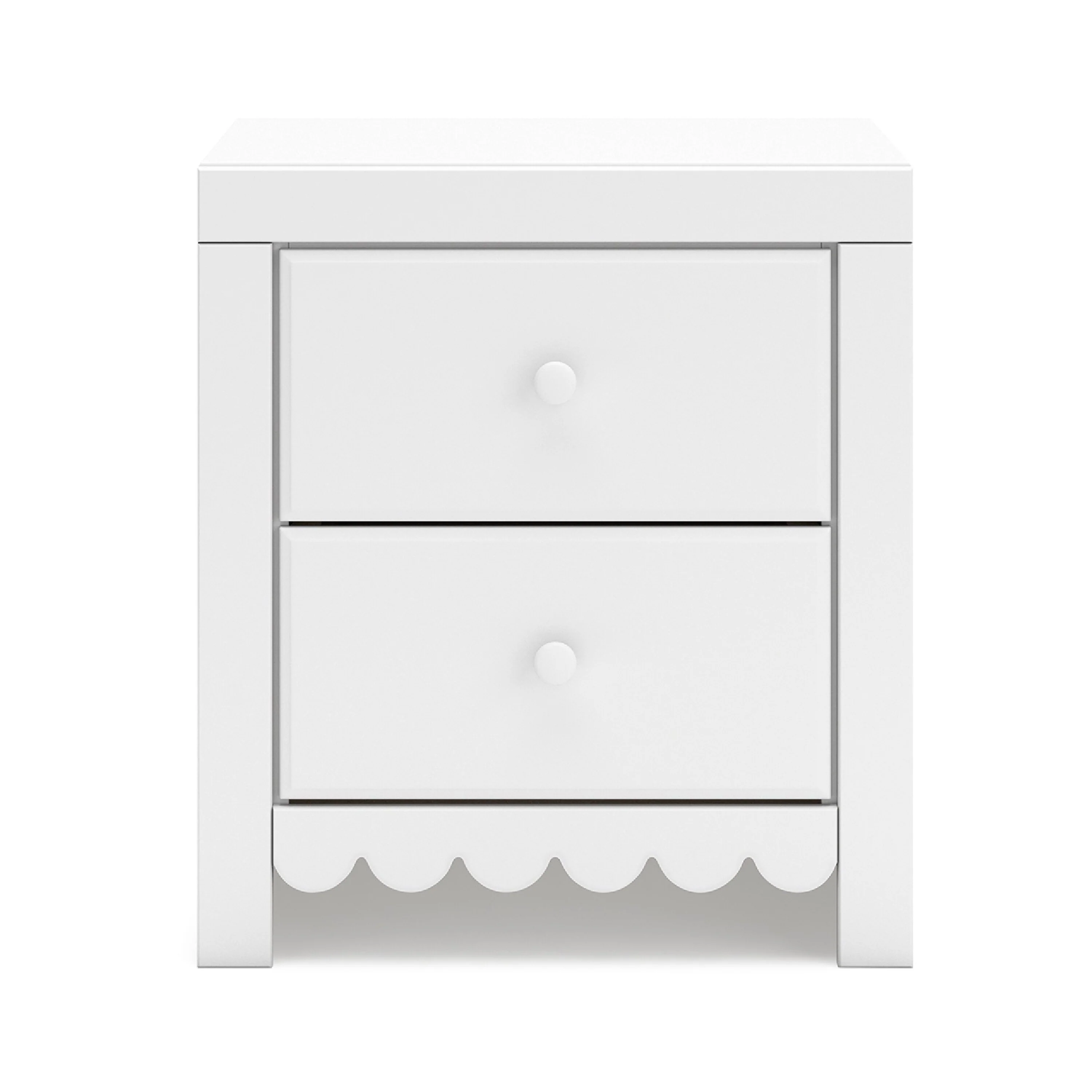 Molv Nightstand, 2 Drawers w 2 USB Ports, Retro Laminate Matte White