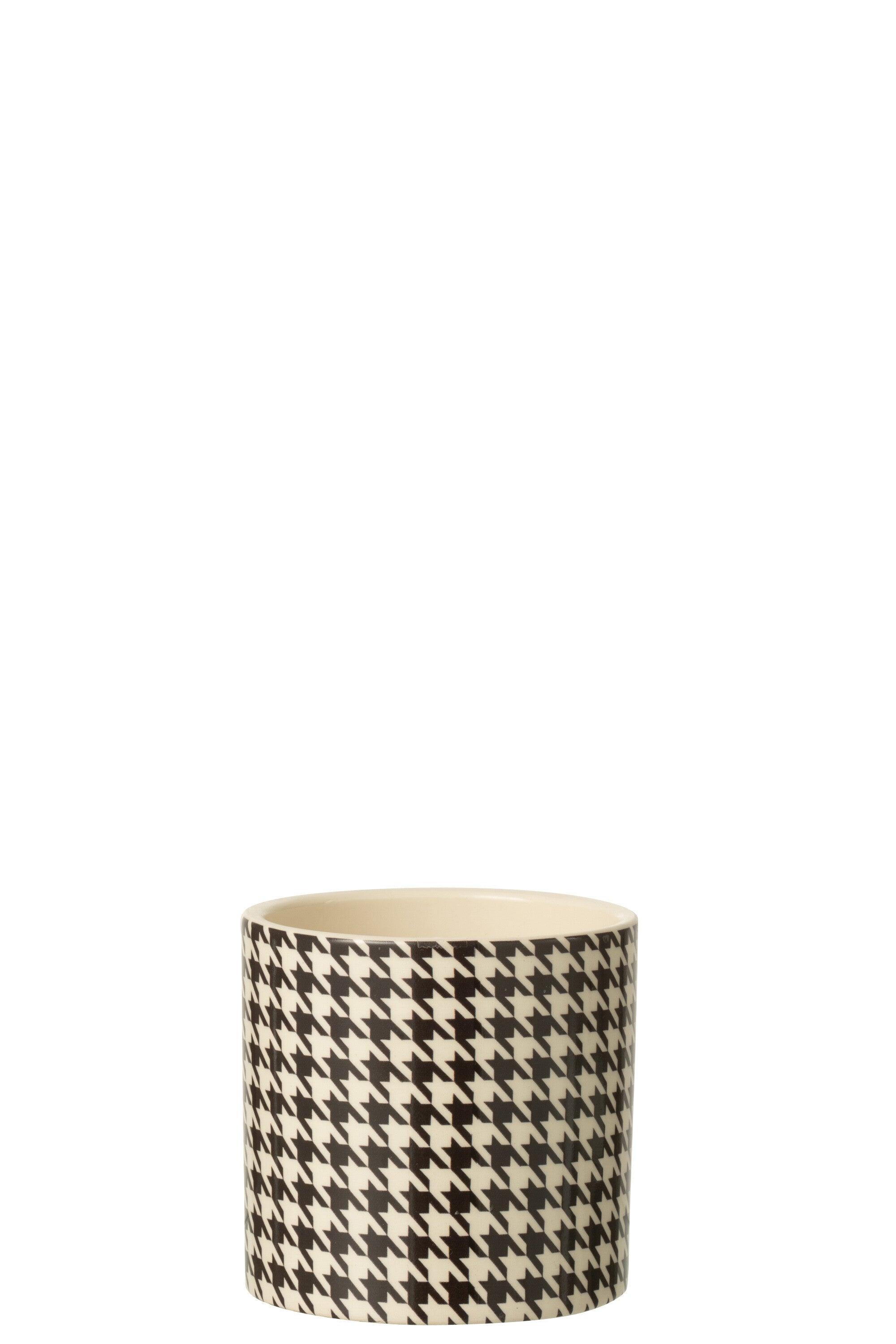 J-Line bloempot Pied-De-Poule - keramiek - wit zwart - small