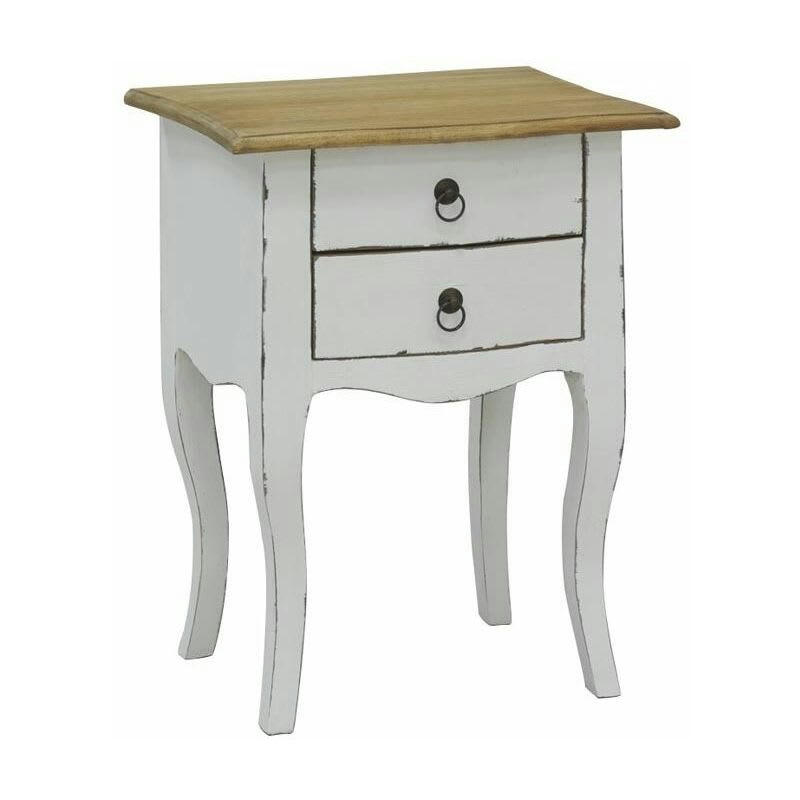 - Table de nuit 2 tiroirs en bois blanc