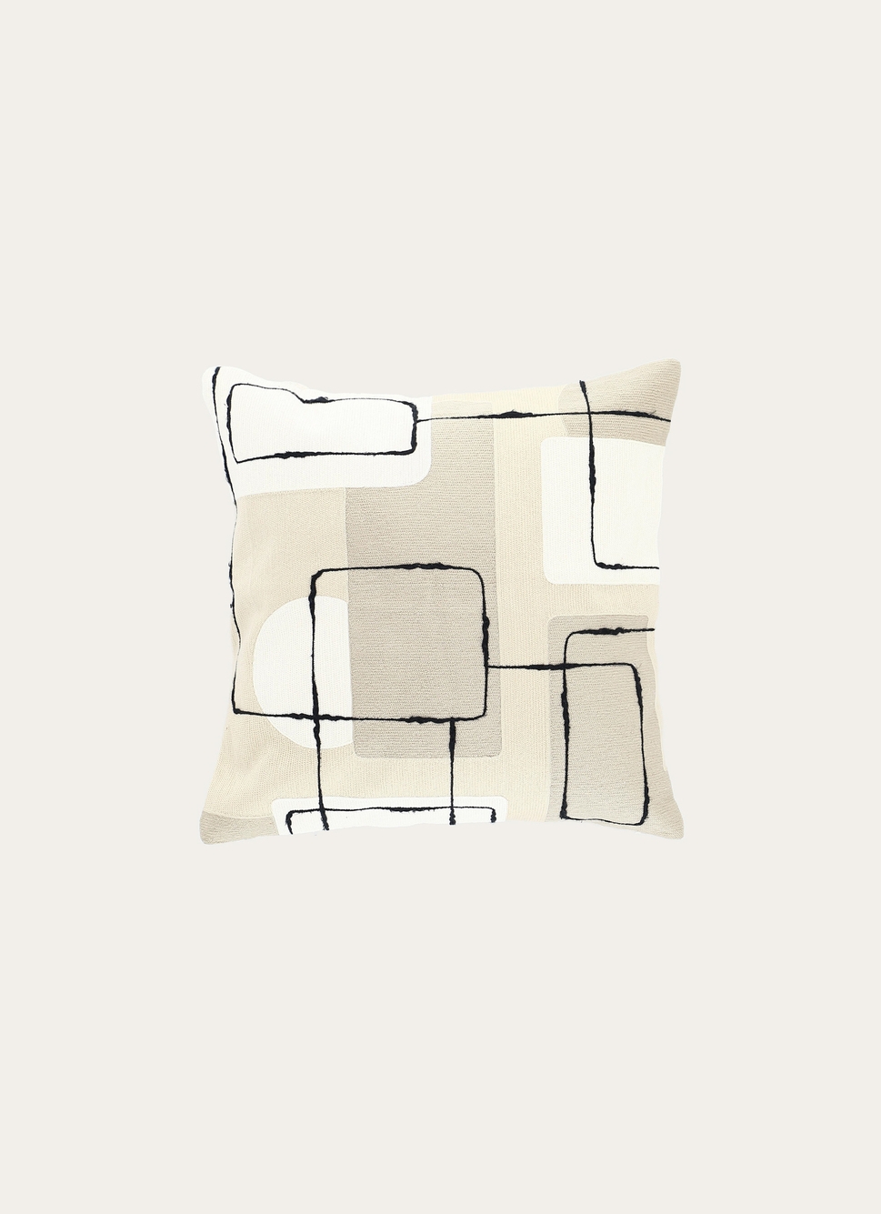 COUSSIN BRODERIESMOTIFS ABSTRAITS 45X45 BEIGE