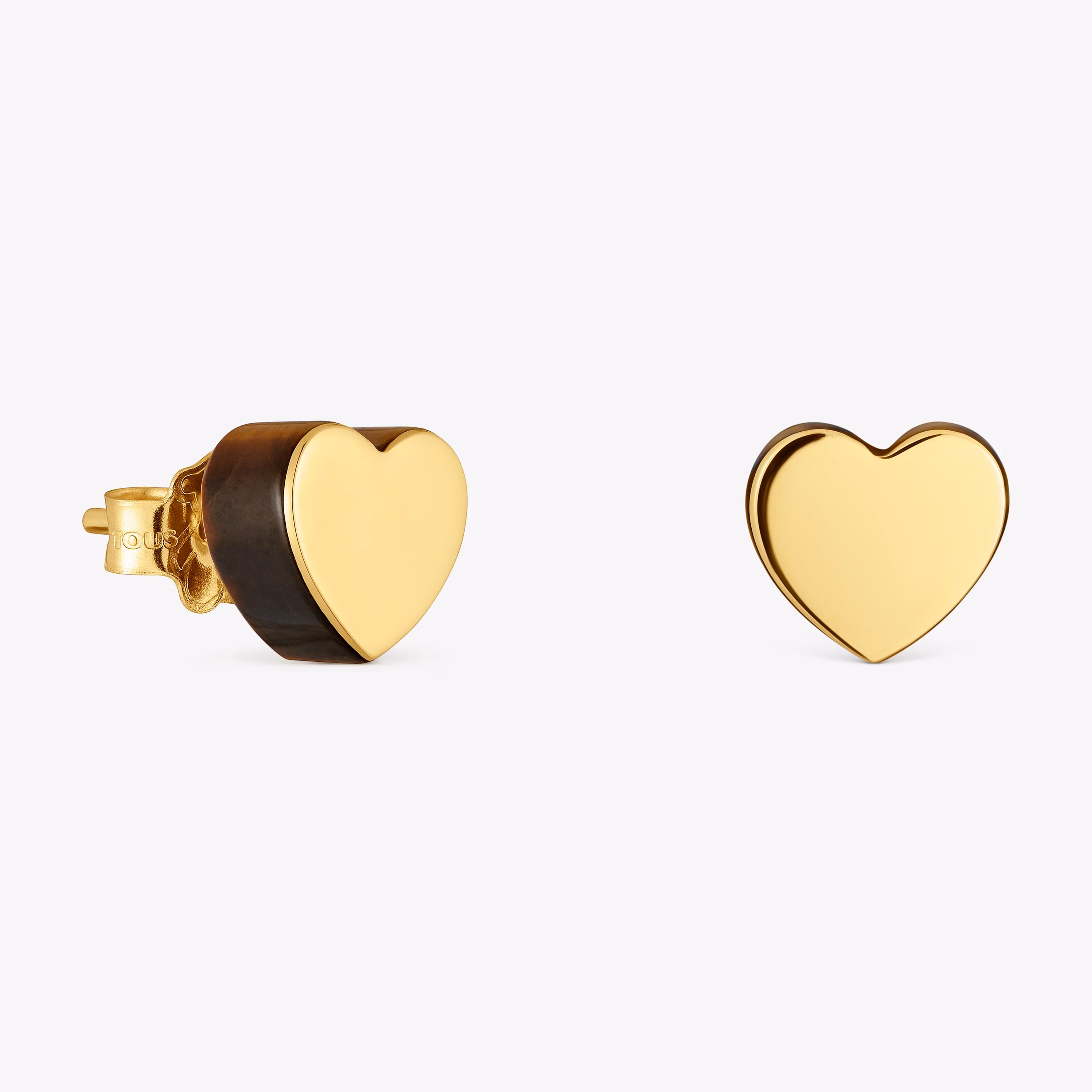 Pendientes corazón de oro y ojo de tigre TOUS 1950