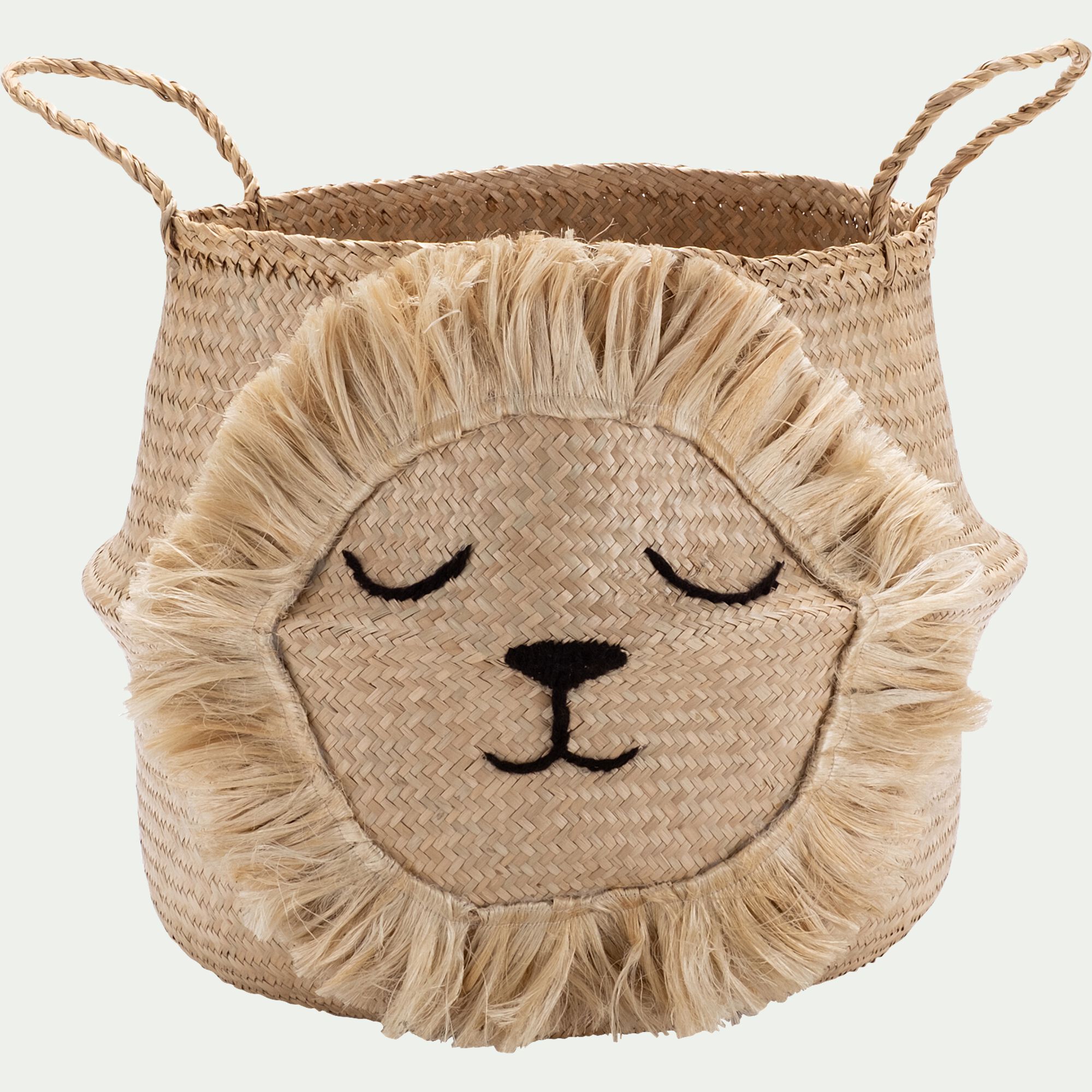 SIMBA - Panier déco lion en jonc de mer D40xH38cm - naturel