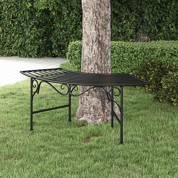 Banc tour d'arbre 113 cm Noir Acier vidaXL