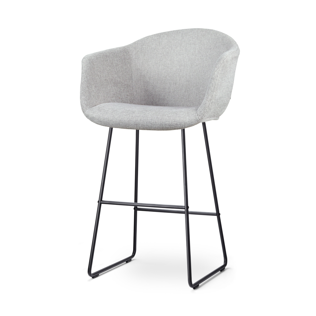 Nolon Nino-Otis Barkruk Lichtgrijs - met Armleuning - Zwart - 75 cm