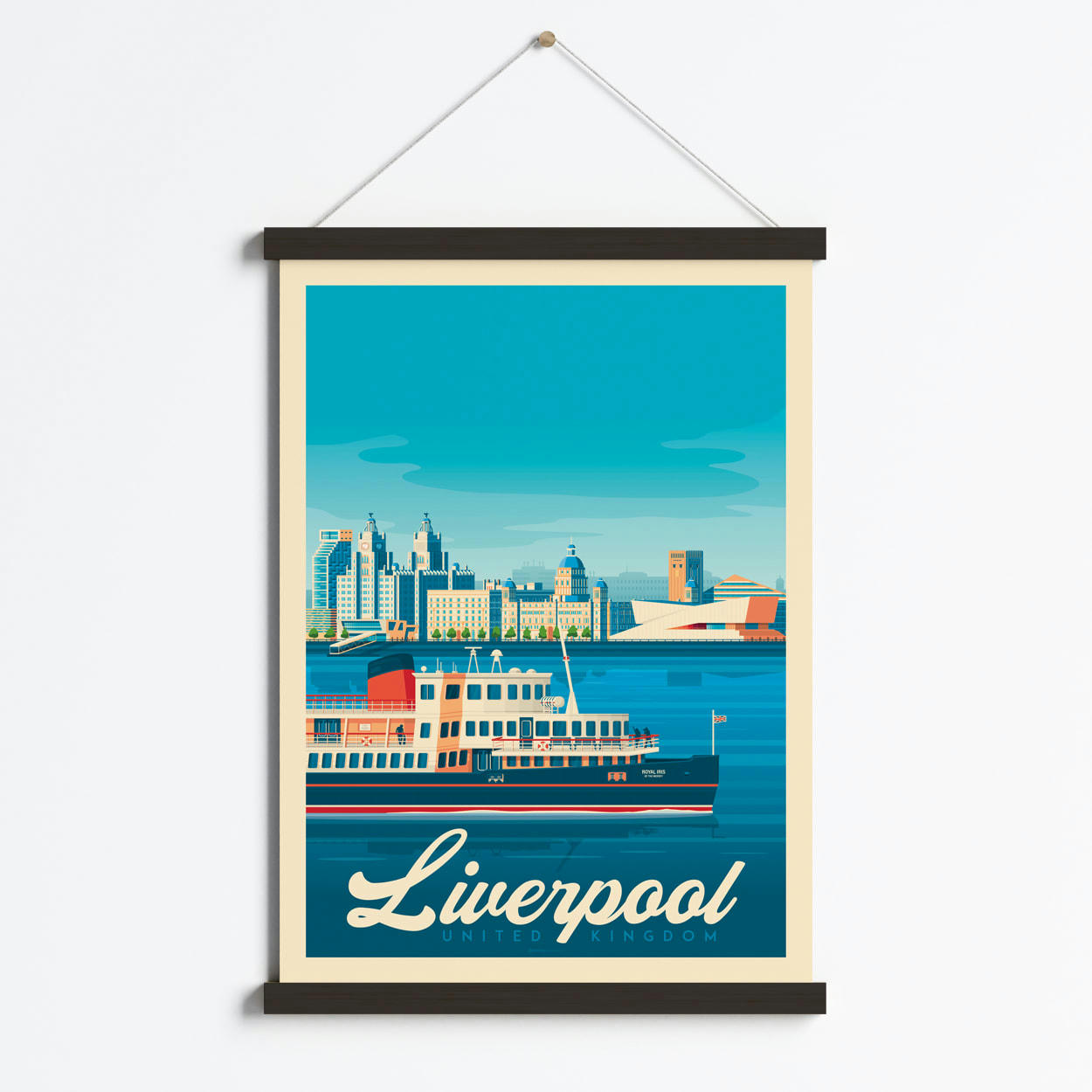 - Affiche Liverpool + Cadre Magnétique (Bois Noir) 50x70 cm