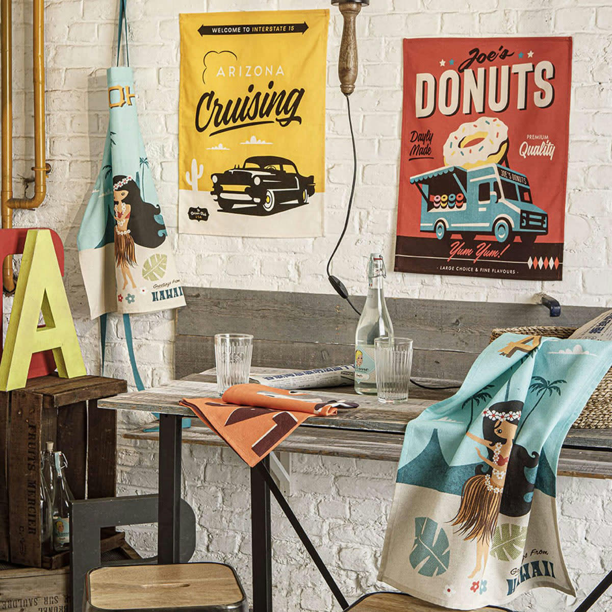 MISTERATOMIC - Torchon en coton jaune 50x75