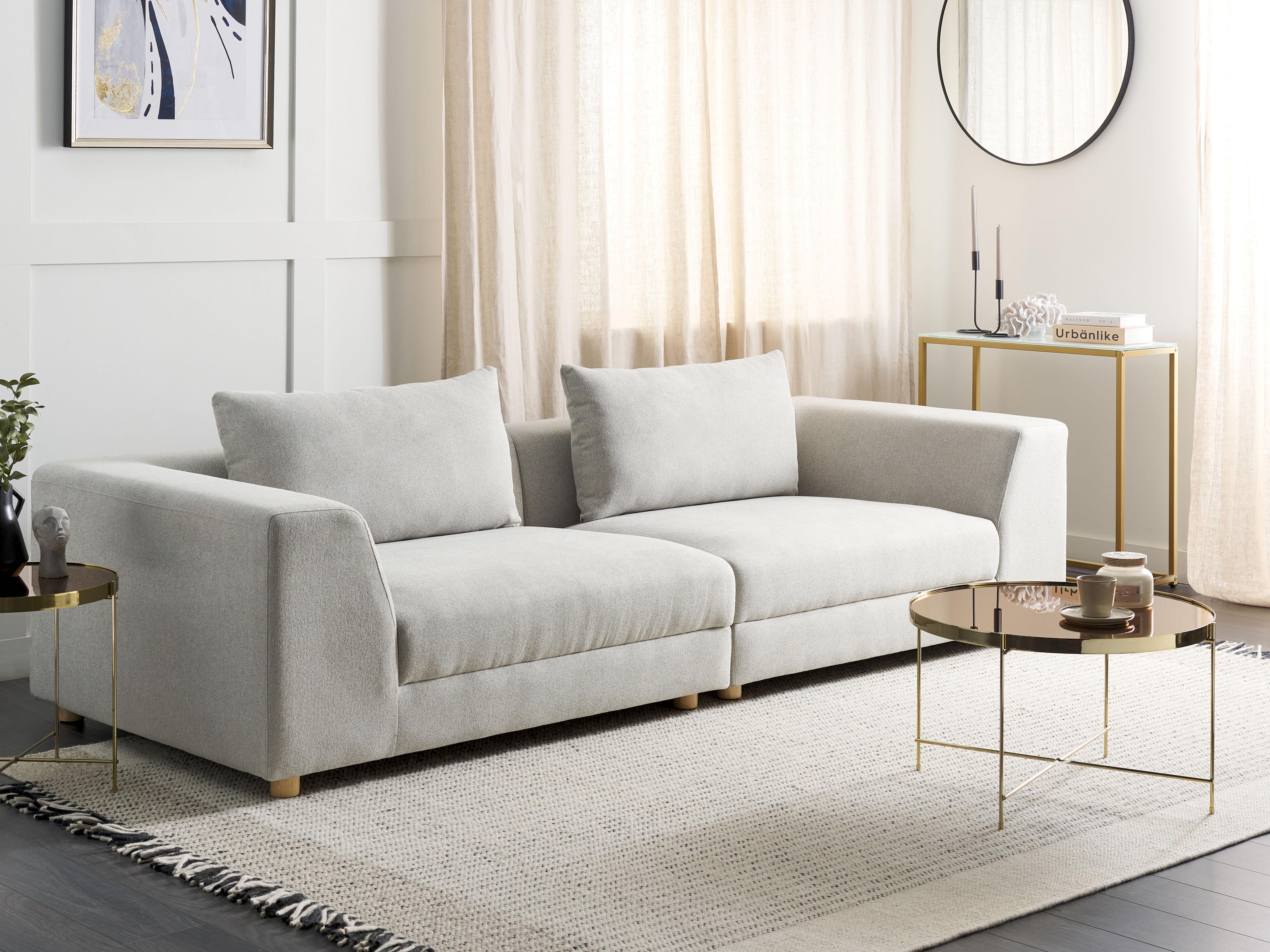 Sofa 3 Seater LERMON Fabric Light Grey