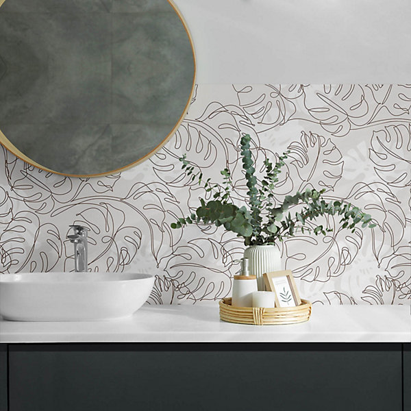 Panneau Mural TV Wallfluent 120x60 cm Motif De Feuilles Linéaires 1 pièce