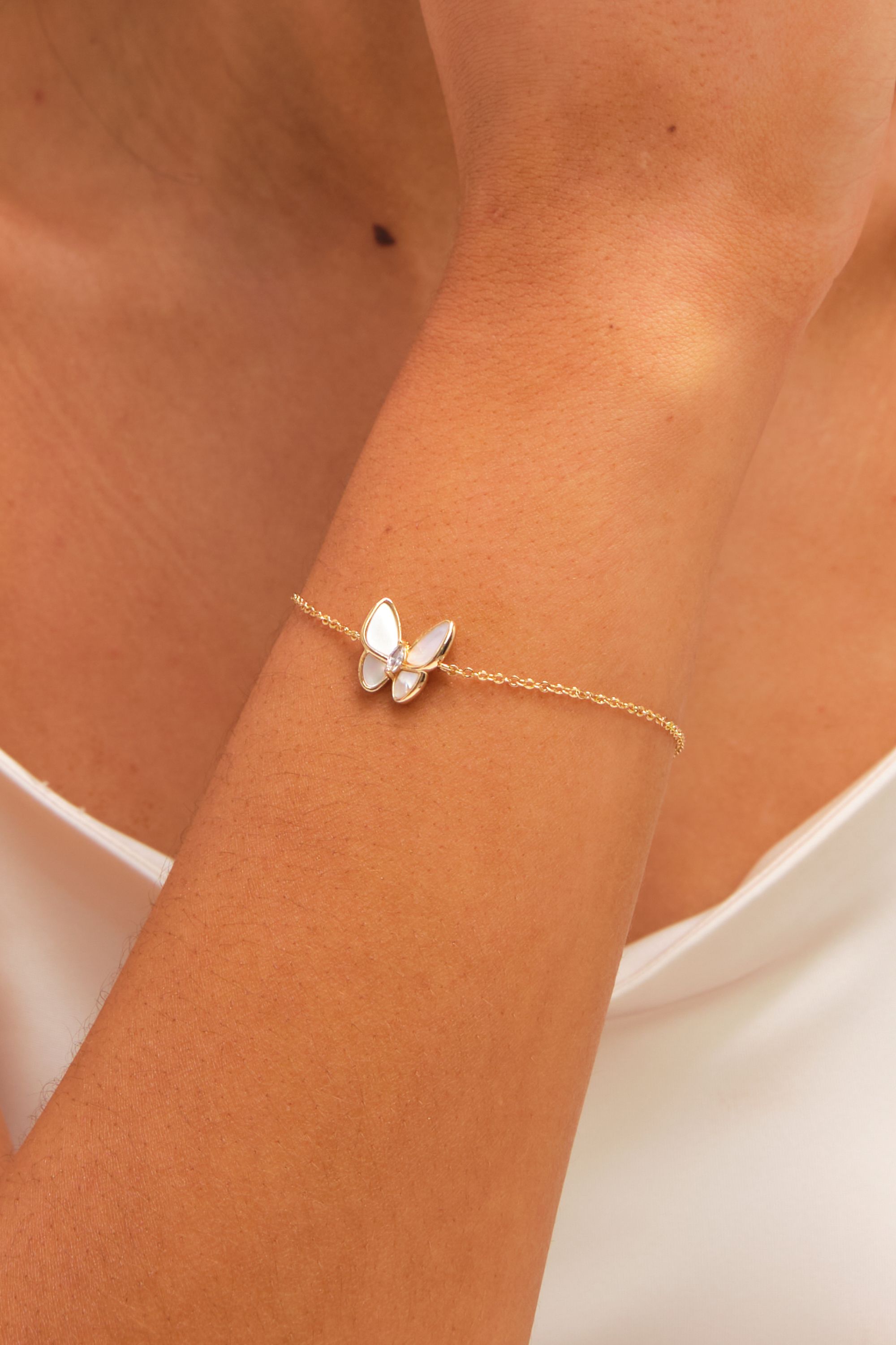Jon Richard Gold Plated Pave and Mother of Pearl Butterfly Bracelet