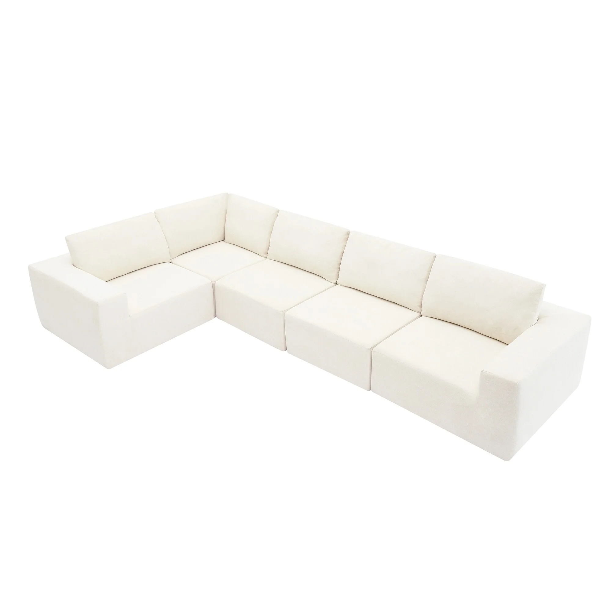 Modern Modular Sectional Sofa with Terrycloth Upholstery and Foam Support for Small Apartments or Family Living Rooms