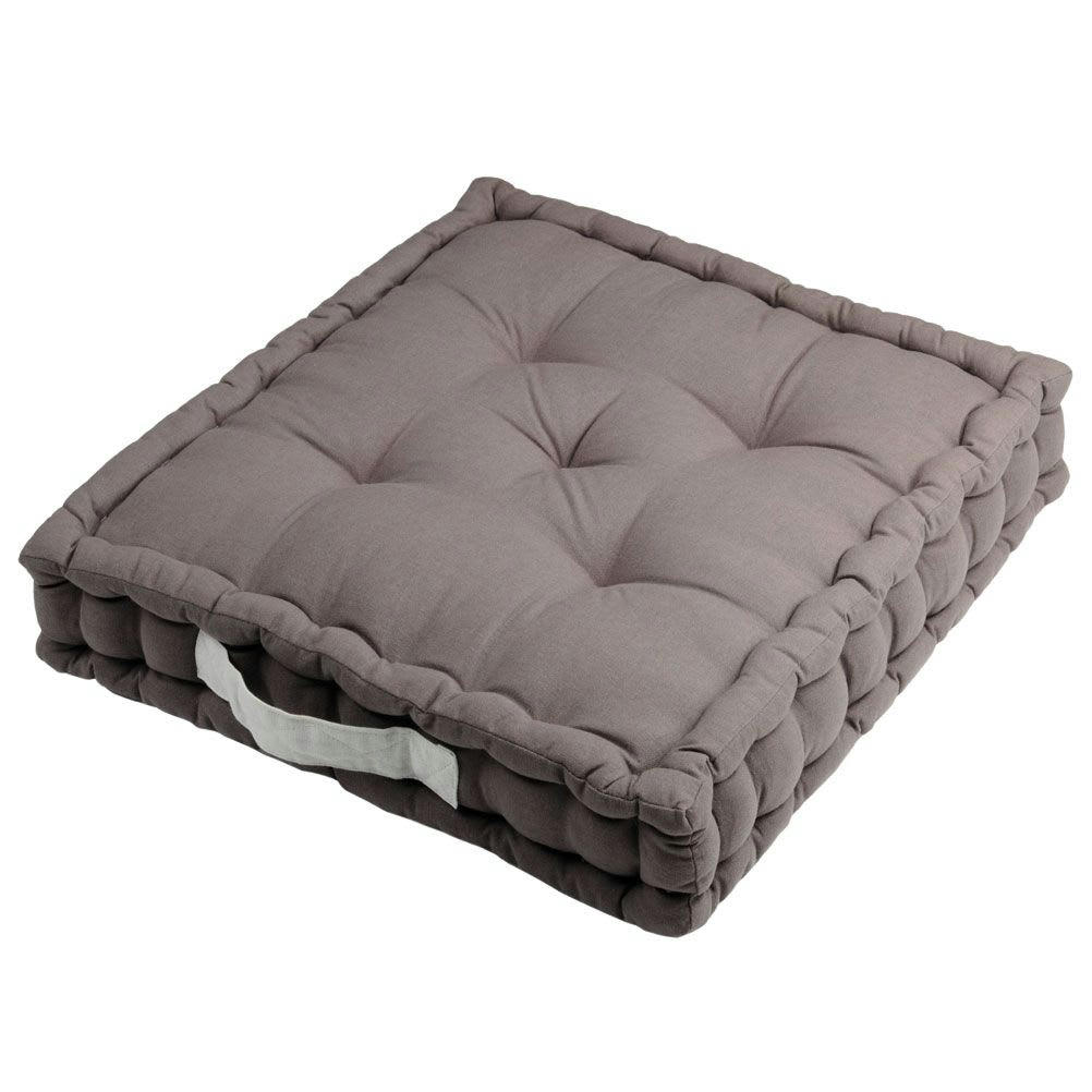 - Coussin de sol bicolore coton gris 45 x 45