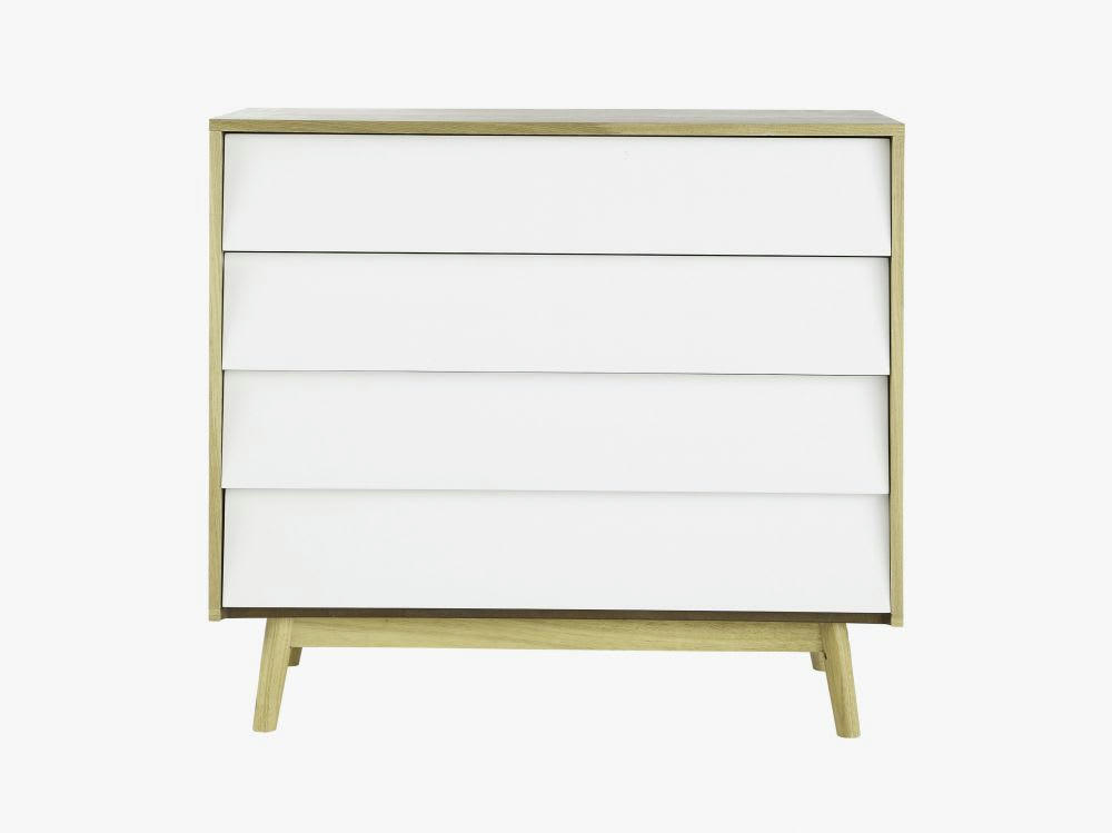 Fjord - Commode vintage 4 tiroirs blanche