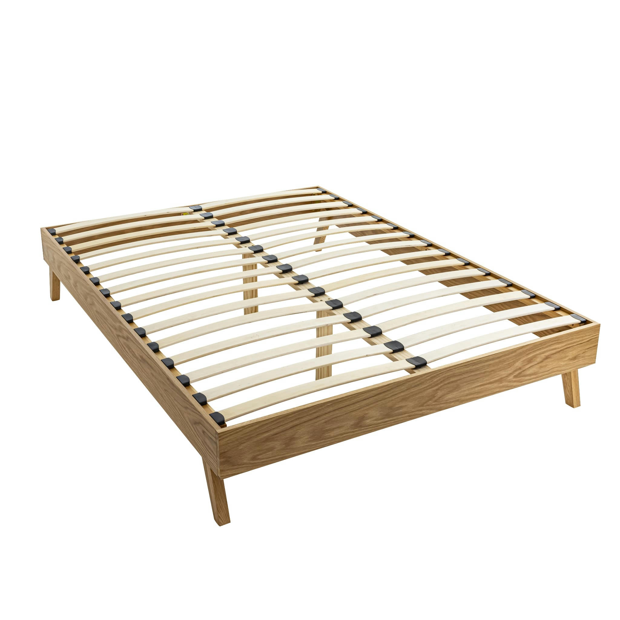 - Lit avec pieds évasés scandinaves bois naturel 140x190