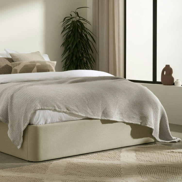 VANA - Lit coffre   beige     160x200