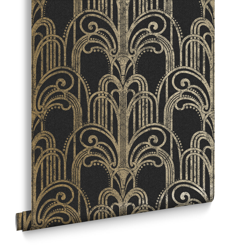 Graham & Brown Vliesbehang - Art Deco Black Gold - 10mx53cm