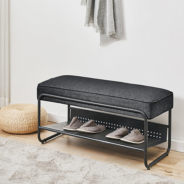 Banc à chaussures Lillehammer 90 x 37 x 42 cm noir en.casa