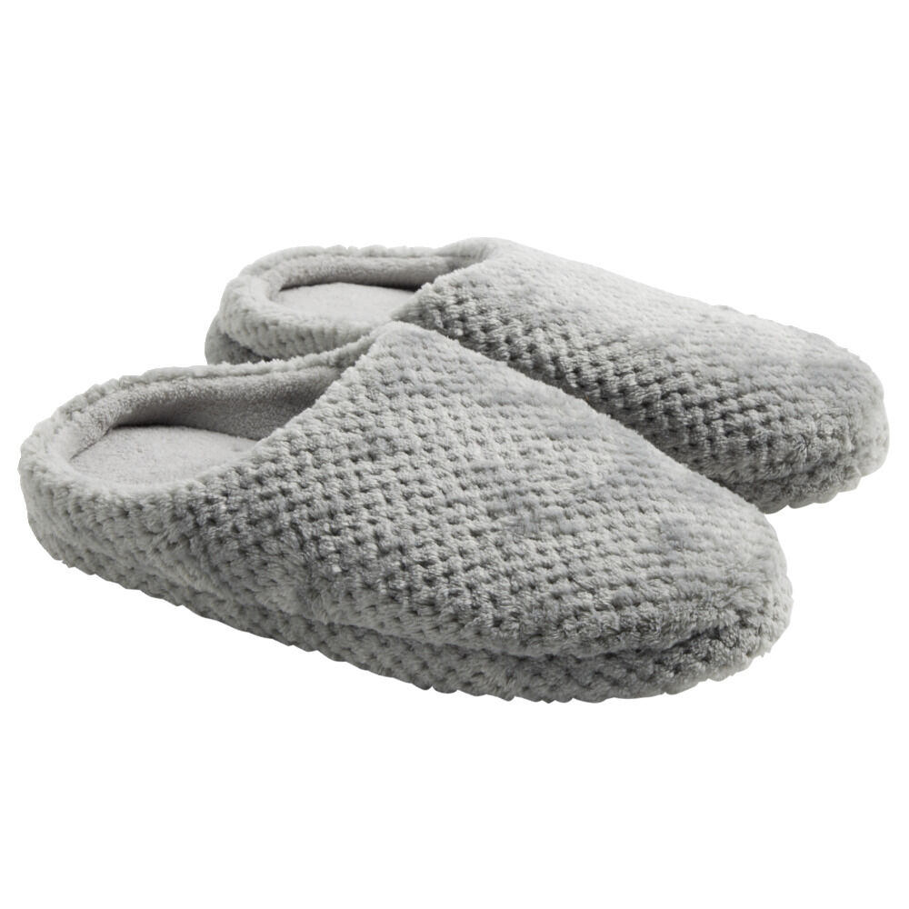 Chaussons mules unisexe gris motif quadrillé T40/41