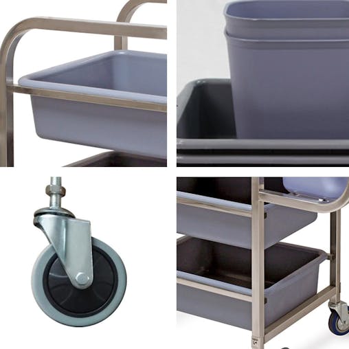 SOGA 82x43x92cm Square 3 Tier Food Trolley Food Waste Cart Five Buckets Kitchen Food Utility