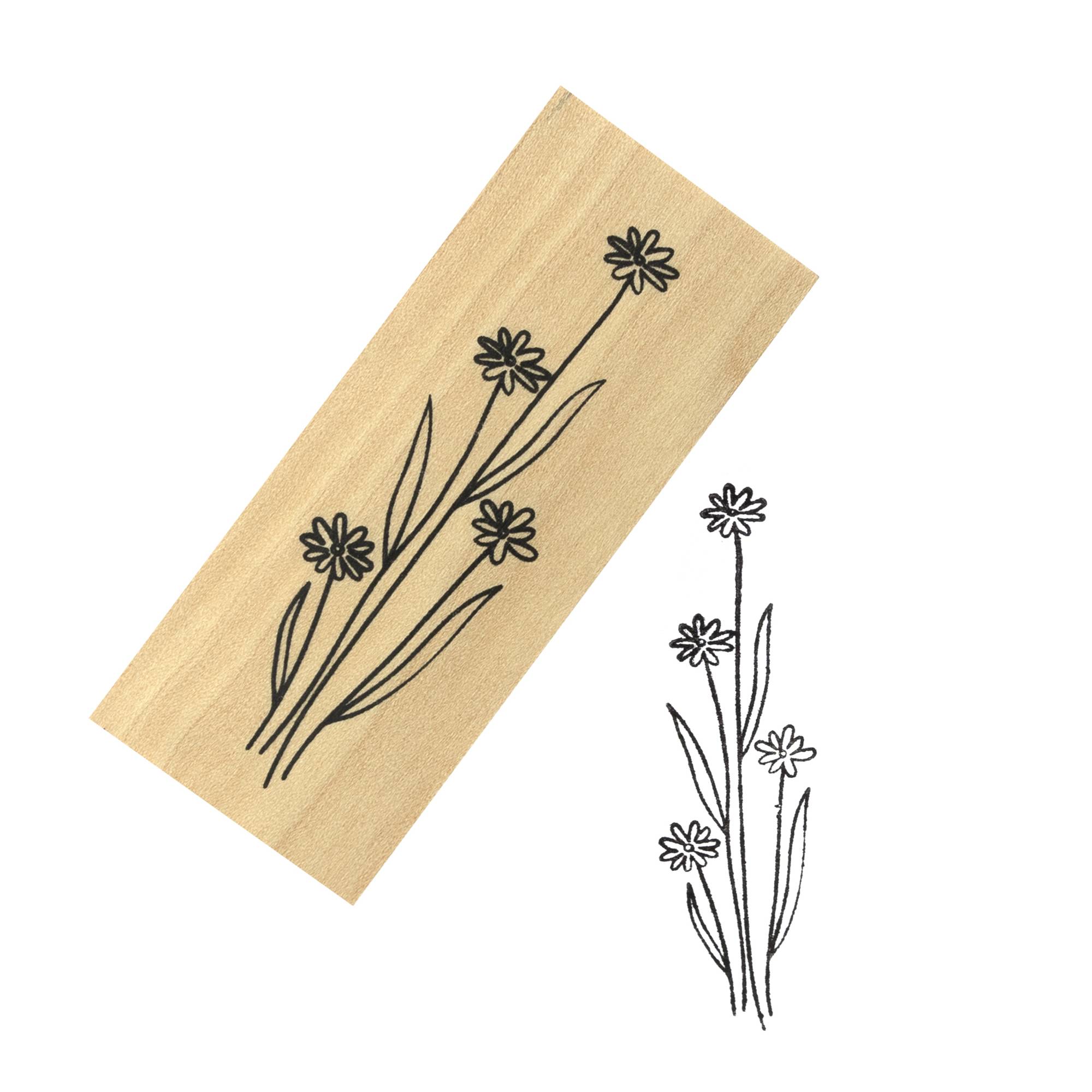 Flower Stem Wooden Stamp 2.5cm x 6.3cm