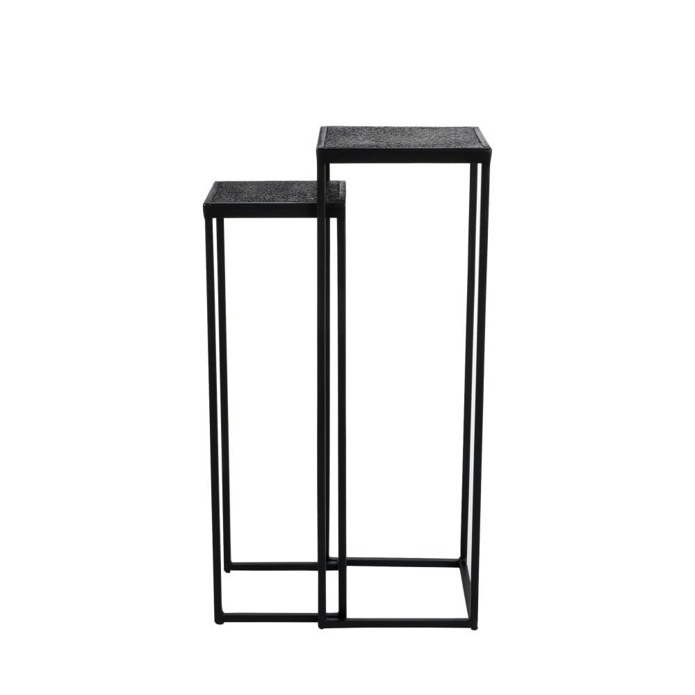BINBROOK - Lot de 2 sellettes indoor et outdoor en métal noir