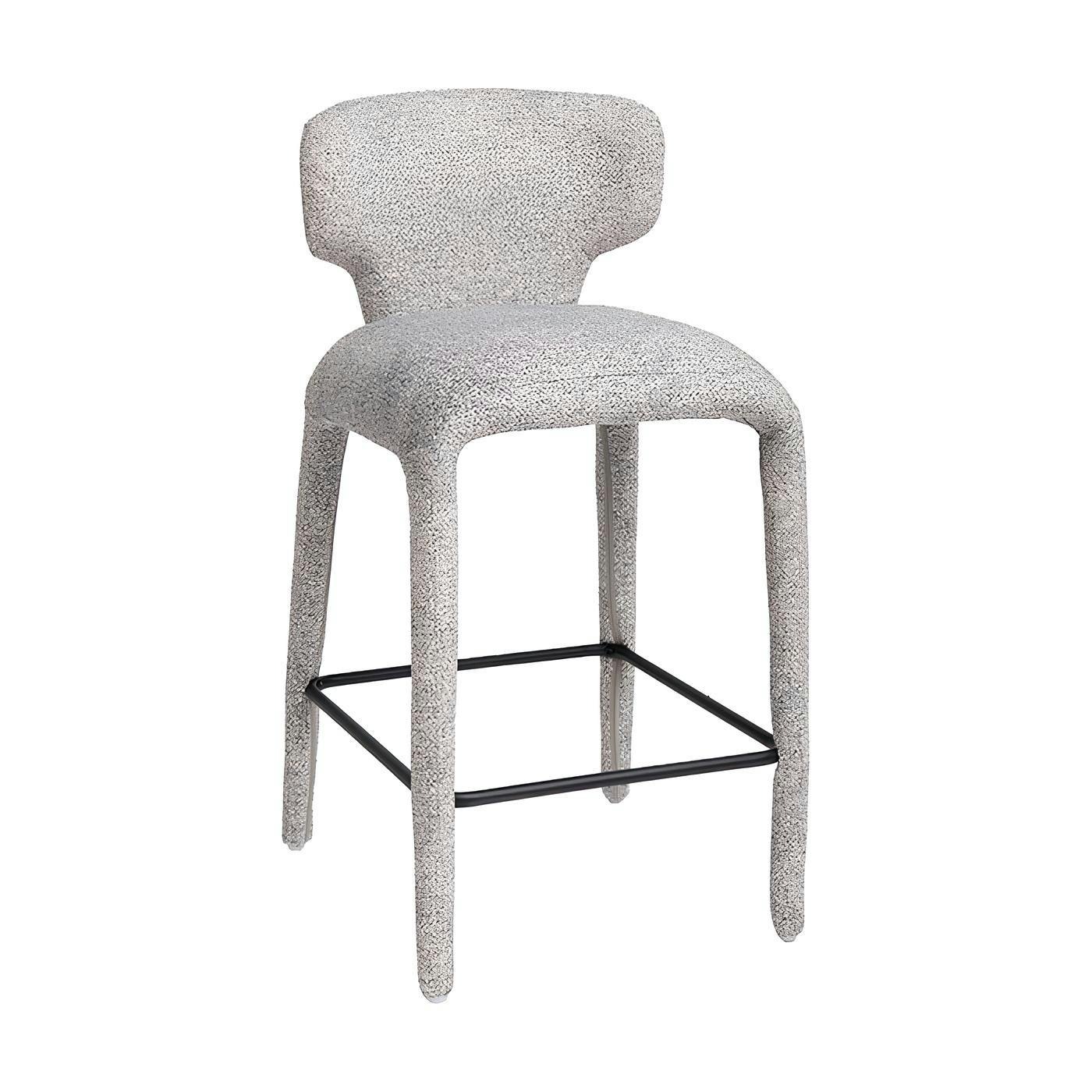 Tabouret de bar design en tissu gris avec dossier (x2) TULSA