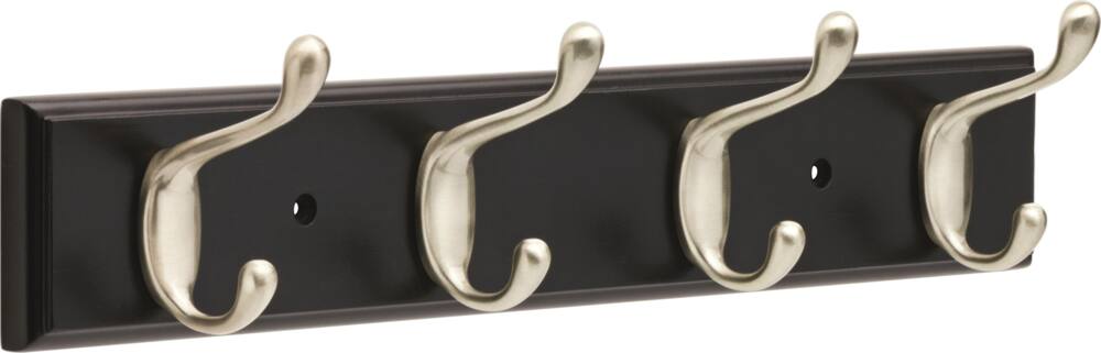 Peerless Stainless Steel 4-Tri Hook Rail, Black/Nickel, 15.85-in