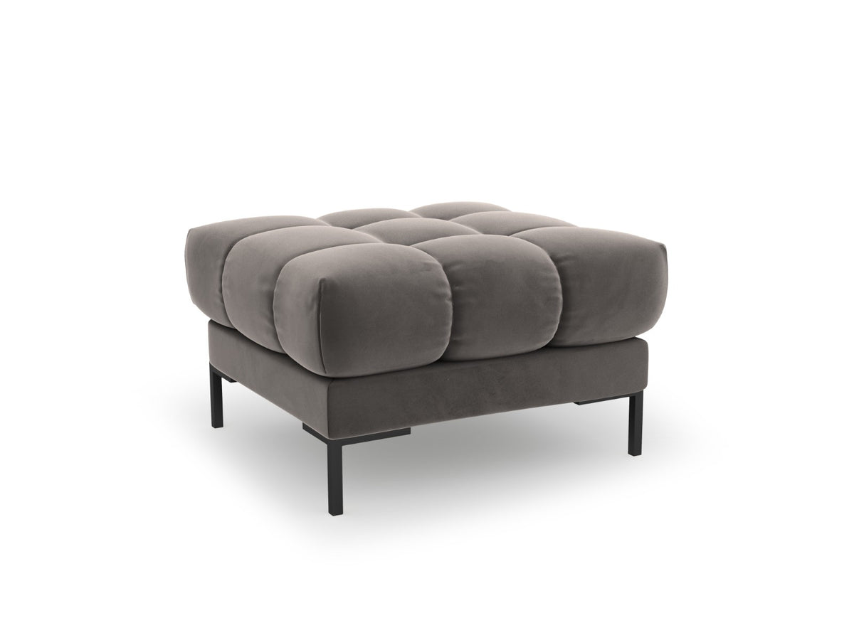 Cosmopolitan Design Poef Bali flueel, lichtgrijs - 60x60x41cm