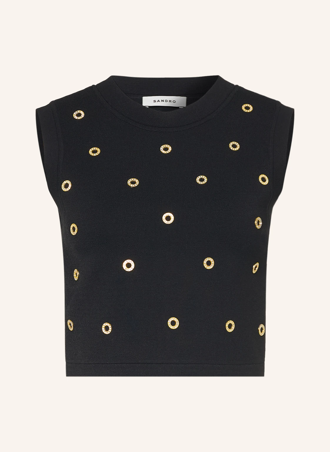 SANDRO Cropped-Top mit NIeten und Schmucksteinen