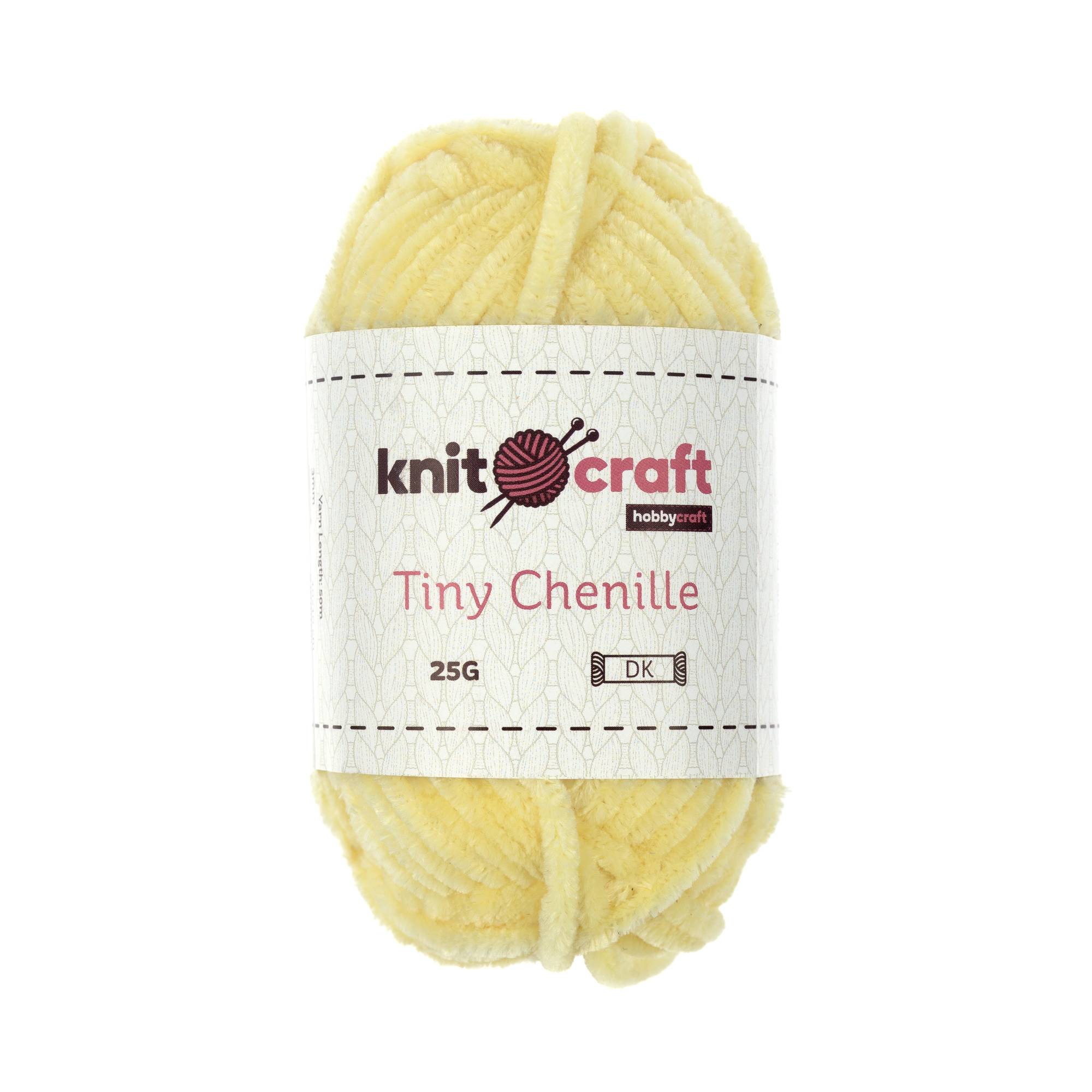 Knitcraft Light Yellow Tiny Chenille DK Yarn 25g