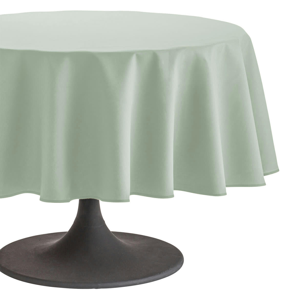 CAMBRAI - Nappe en coton ronde traitee teflon vert sauge 180x180