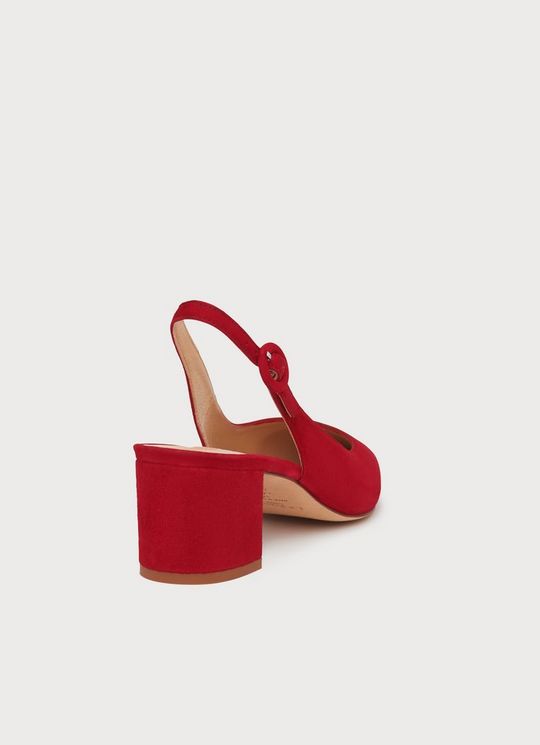 Ada Red Suede Block Heel Slingbacks