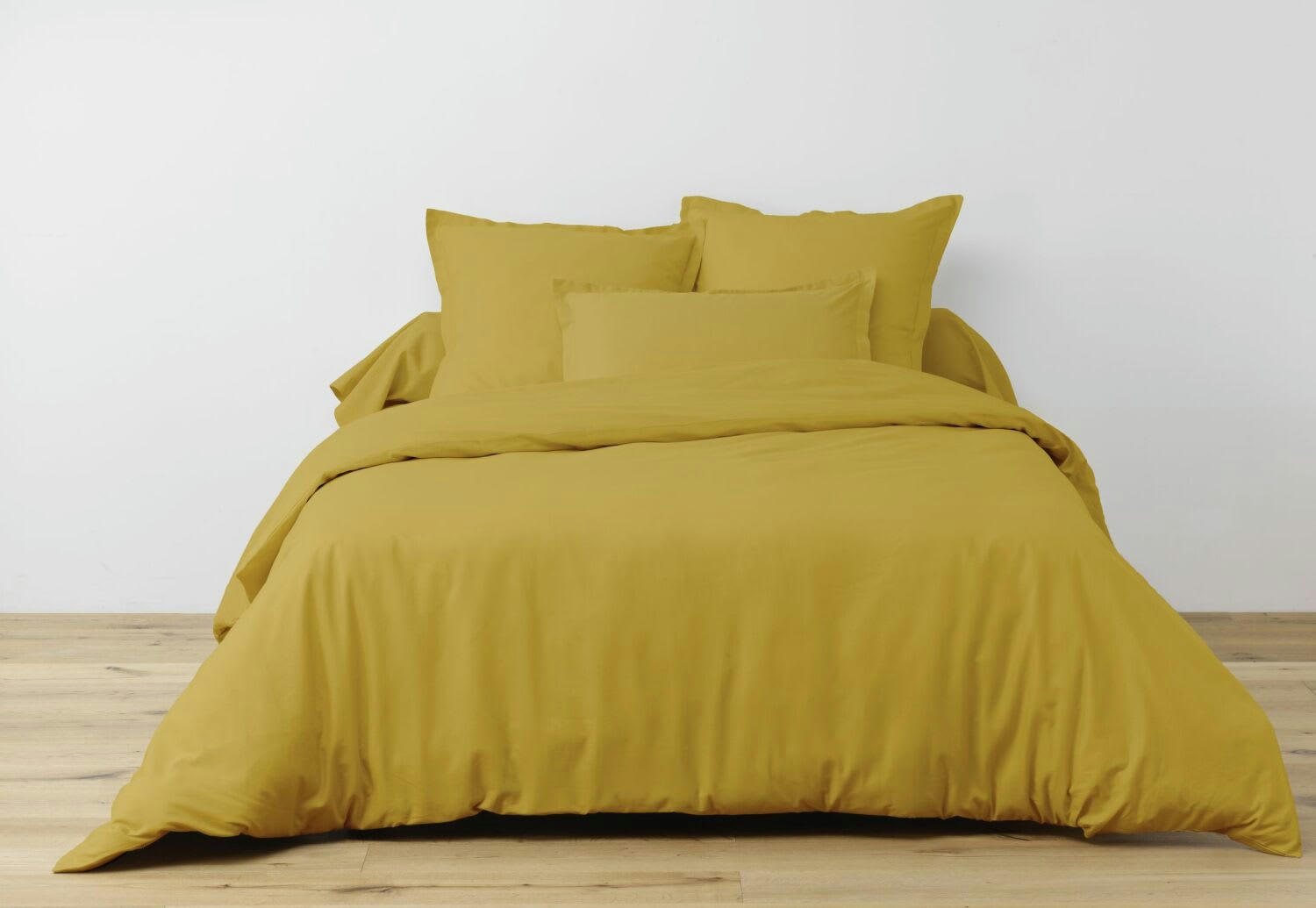 UNI ADC - Parure housse de couette coton jaune 140x200 cm