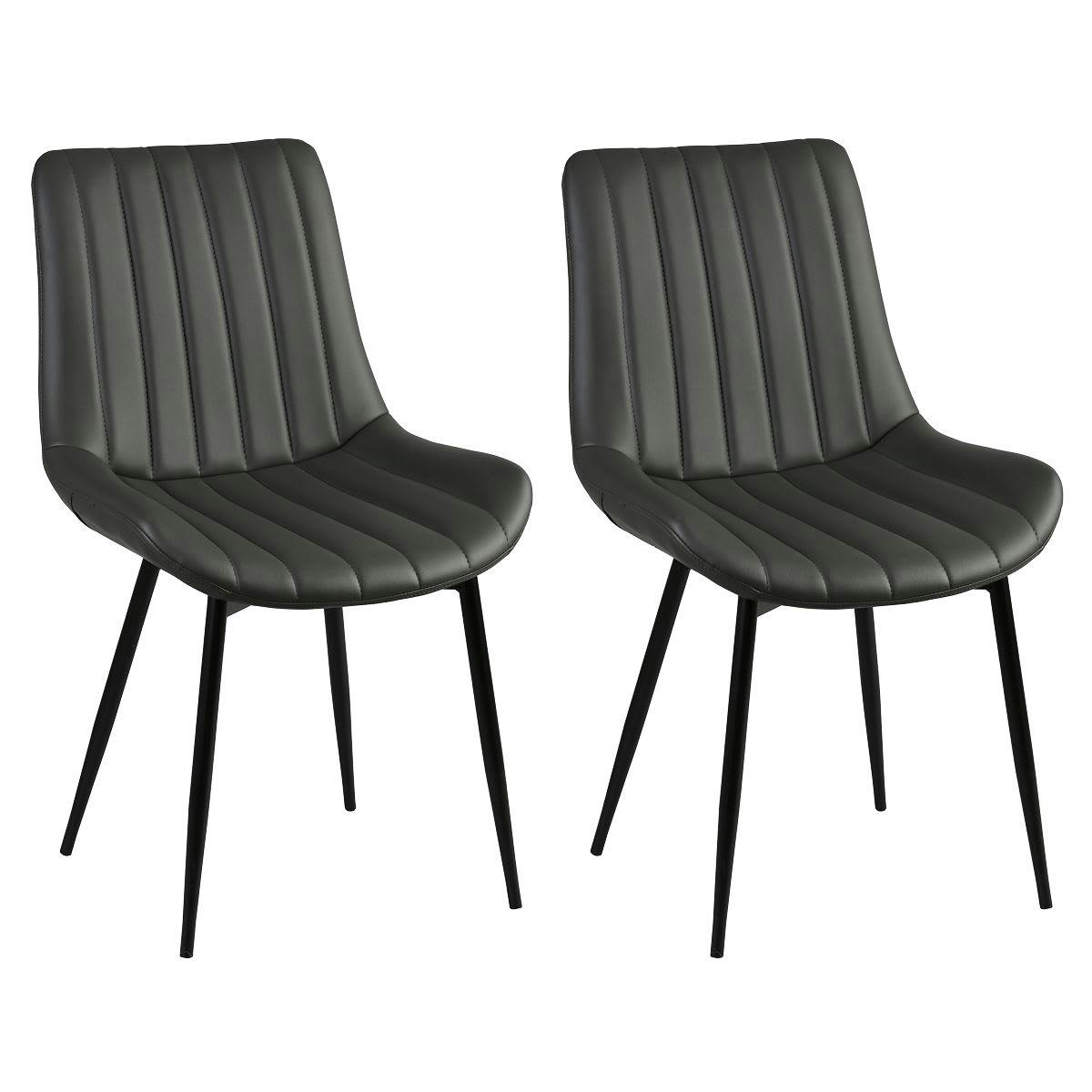 CAROLANN - Lot  de 2 chaises grises métal et pvc