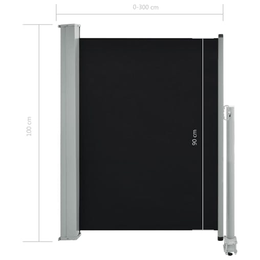 NNEVL Patio Retractable Side Awning 100 x 300 cm Black