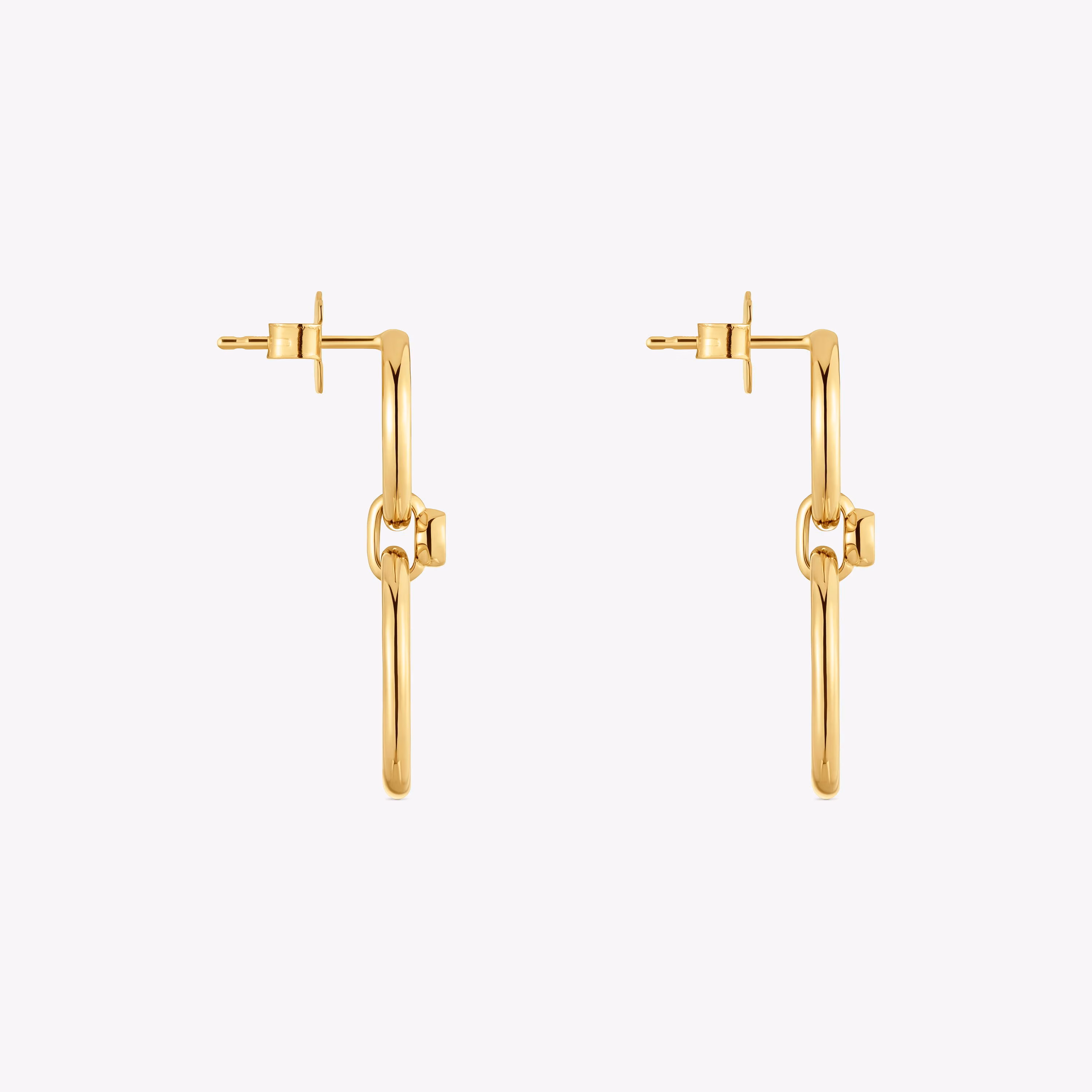 Pendientes cortos con baño de oro 18 kt sobre plata y diamantes creados en laboratorio Straight LGD